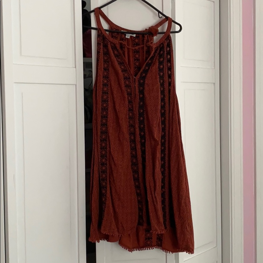 Black and rust midi dress